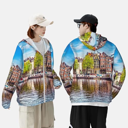 Amsterdam Netherlands Men'S Women'S Sun Protection Hooded Jacket Summer Fashion Sun Protection Hoodie Shirt3