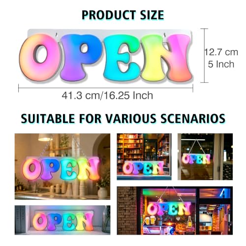 Image of Colorful Open Signs for Business,USB Powered,Smart App & Remote,Store Decor