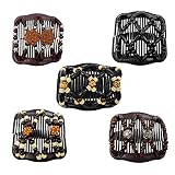 FXQHAN Women Magic Hair Combs Wood Beaded Stretch Double Side Combs Clips Bun Maker Hair Accessories