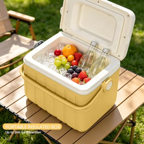 Image of 6Qt 13Qt 19Qt Northroad Camping Coolers,Stylish Macaron Color Durable Hard Cooler,Portable Insulated Ice Chest with 24 /48 Hour Ice Retention,Multi- Size for Camping,Picnic,Beach,Travel