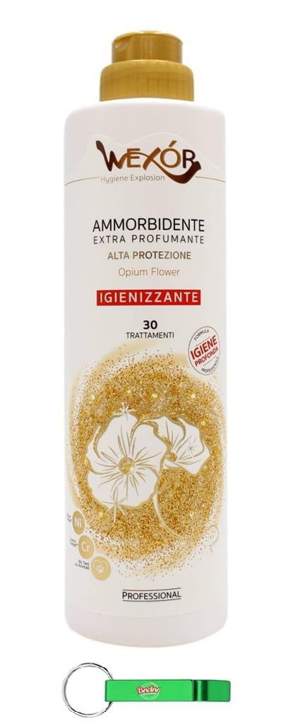 12x WEXOR Weichspüler Ammorbidente Hygiene Opium Flower - Extra Duftender Weichspüler - Zitrus- und Blumenduft - 30 Wäschen 750ml + Beni Culinari Kostenloser Schlüsselanhänger