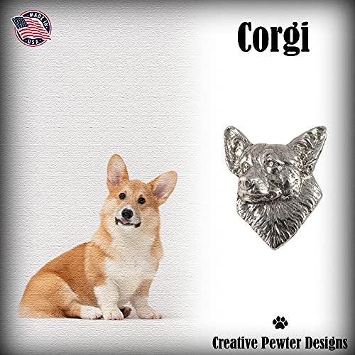 Corgi Pin, Pewter, D062, 1 Inch, Handmade in The USA, Pembroke Welsh Corgi Dog Gift, Realistic Corgi Dog, Metal, Lapel Pin, Hat Pins, Hat, Brooch, Gift, Over 90 Dog Breeds Available4