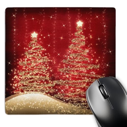 3dRose LLC 8 x 8 x 0.25 Inches Mouse Pad, Elegant Christmas Sparkling Trees Red (mp_35705_1)