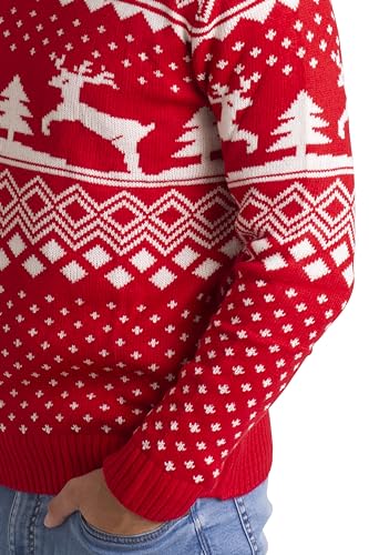Mens Christmas Jumper Xmas Tree & Reindeer Pattern Long Sleeve Knitted Christmas Crew Neck Warm Sweater S-XXL - Image 6