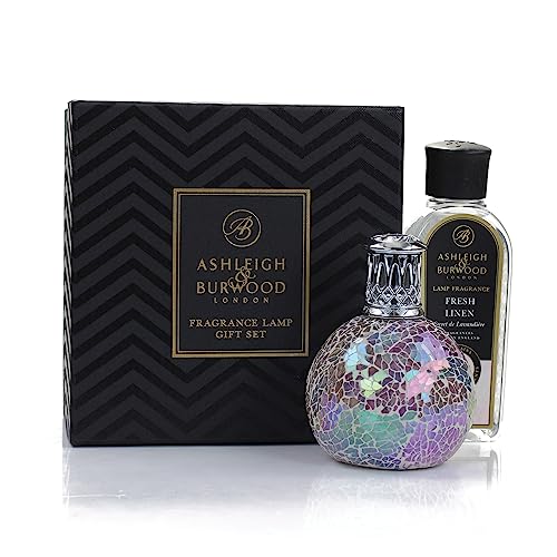 Ashleigh & Burwood Fairy Ball Fragrance Lamp Gift Set (Small) – Handcrafted Mosaic Catalytic Lamp + Fresh Linen Lamp Fragrance Oil 250ml, Air Purifying & Odour Neutralising