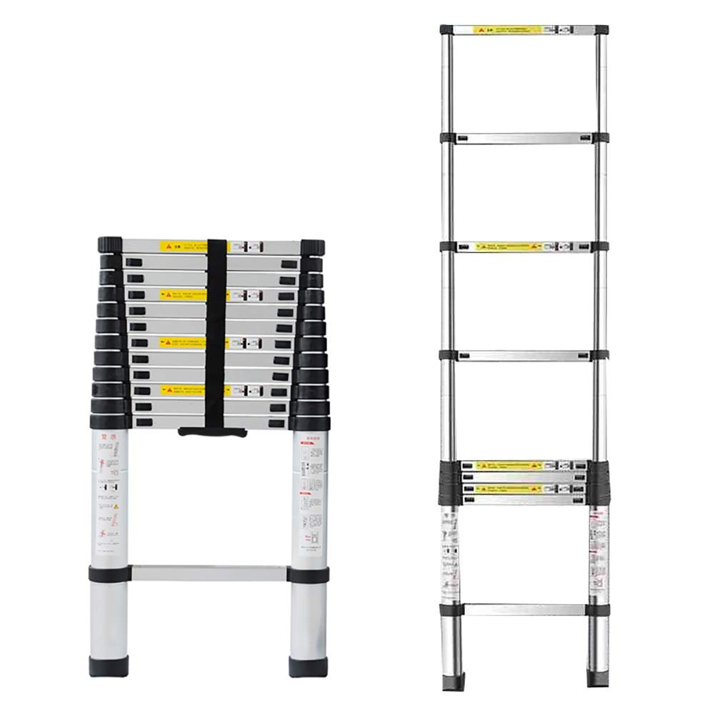 YXX- Telescoping Ladder 2m/2.6m/2.9m/3.2m/3.8m/4.1m/4.4m/4.8m/5.2m/5.7m/6.1m, Aluminum Extendable Ladders for Home Roof RV Outdoor Activities (Size : 2m/6.5ft)