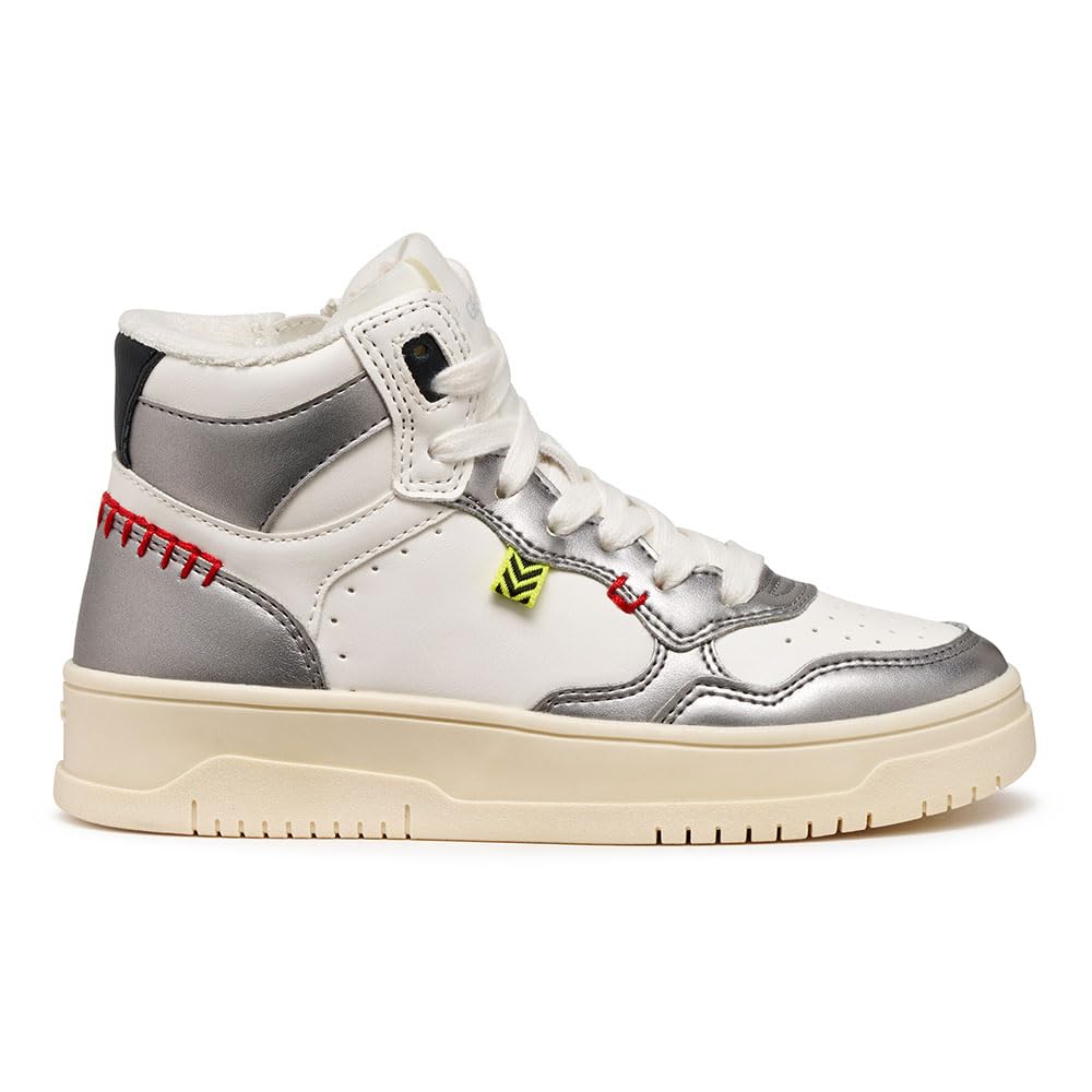 Geox Junior J Lestrella Girl Sneakers, Dk Silver/White, 35 EU