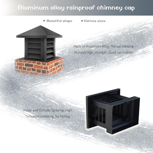 Aluminum Alloy Rain Cover for Fume Cupboard - Square Tapered Chimney Cap, 22x22 Inch Flue Tile Protector, Durable Weatherproof Flue Cover for Enhanced Ventilation