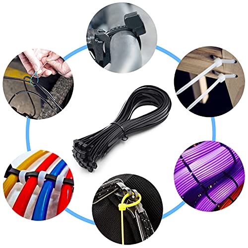 800 Pack Zip Ties Assorted Sizes 4+6+8+10+12 Inch Cable Ties 40Lbs Tensile Strength Black Cable Zip Tie Heavy Duty Plastic Tie Wrap Assortment Cord Management For Home,Office,Workshop,Gardening #TOP1