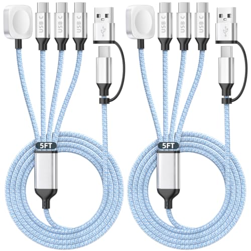 Image of 4in2 3 X USB C Cable Multi Charging Cable for iWatch Charger, 5FT 2PCS