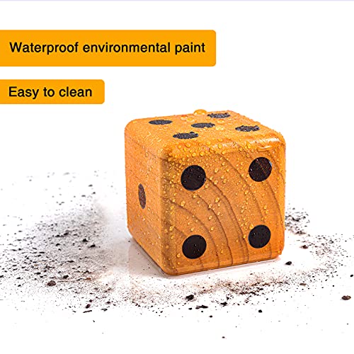 Crobyi Yardzee&Farkle Giant Yard Dice With Collapsible Bucket, 3.5" Giant Wooden Lawn Dice Game For Adults And Family. Includes 6 Giant Dice, 2 Scoreboard,2 Marker Pens And Collapsible Bucket. #TOP4