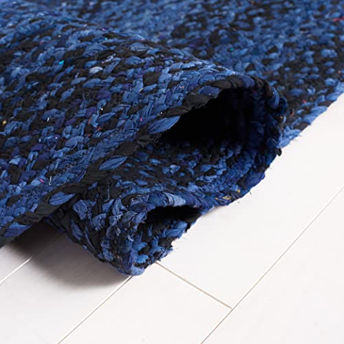 Tapete redondo SAFAVIEH 3' trenzado reversible azul y negro miniatura 4