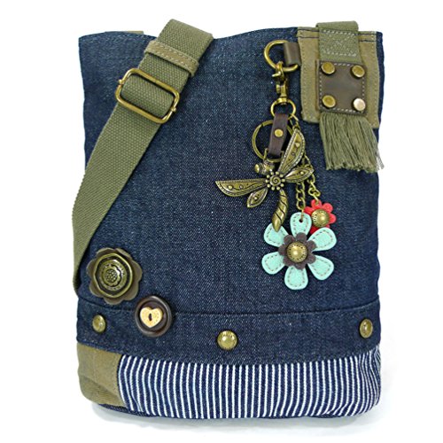 Chala Patch Cross-Body Women Handbag, Canvas Messenger Bag, Metal Dragonfly - Denim #TOP24