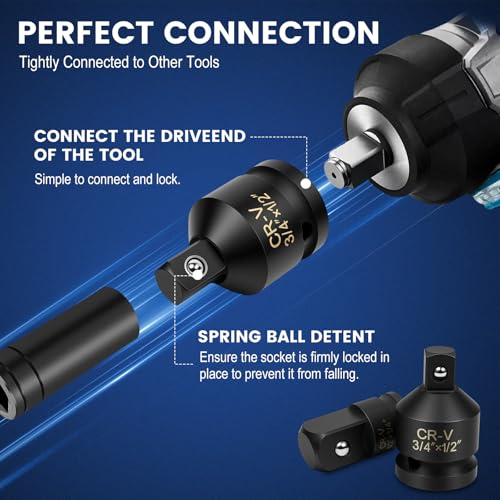 Image of 8-Piece Impact Socket Adapter Set, 1 /4 inch 3 /8 inch 1 /2 inch 3 /4 inch Drive Socket Reducer Set with Case, for Impact Wrenches,Ratchets,Automotive and DIY Tools
