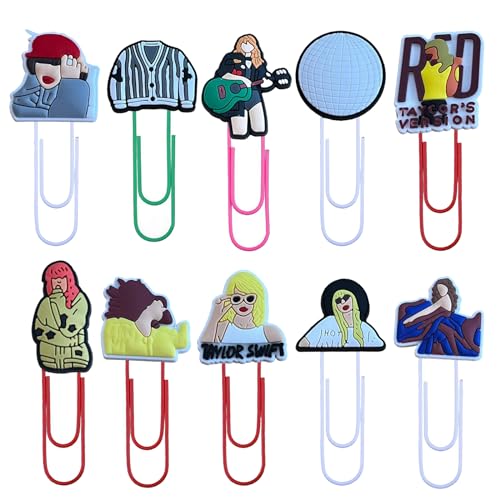 10Pcs Singer Bookmarks Paper Clip Bookmark Book Accessories Ornaments Office Supplies for Readers Kids Book Lovers Classmate Bookmark Clamp Desk.