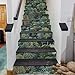 REDAMANCY Green Tree Forest River Mountain Landscape Nature Peel and Stick Vinyl Stair Riser Decals Staircase Tile Stickers Decor Modern Marble Decoration Self-Adhesive(14 Pcs)