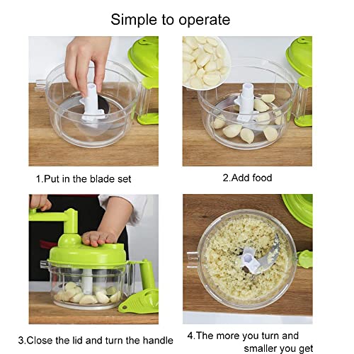 Food-processes-Hand-Crank-Food-ProcessorManual-Food-ChopperMeat-GrinderVegetable-Dicer-And-MincerFruit-Blender-With-Egg-Separator-Rotary-Onion-Chopper2-Sets-steel-blades