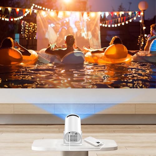 Garsent -Projektor mit WiF, Unterstützt 4K 1080P Tragbarer Projektor, 50 ANSI, 240° Drehbar, Automatische Trapezkorrektur, 15-80-Zoll-Bildschirm-Videoprojektor