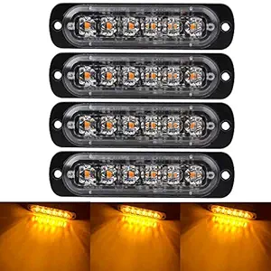 EXCLUZO 4 PCS Emergency Warning Lights for Vehicles Trucks Emergency Beacon Warning Hazard Flash Strobe Light 6 LED Surface Mount Waterproof