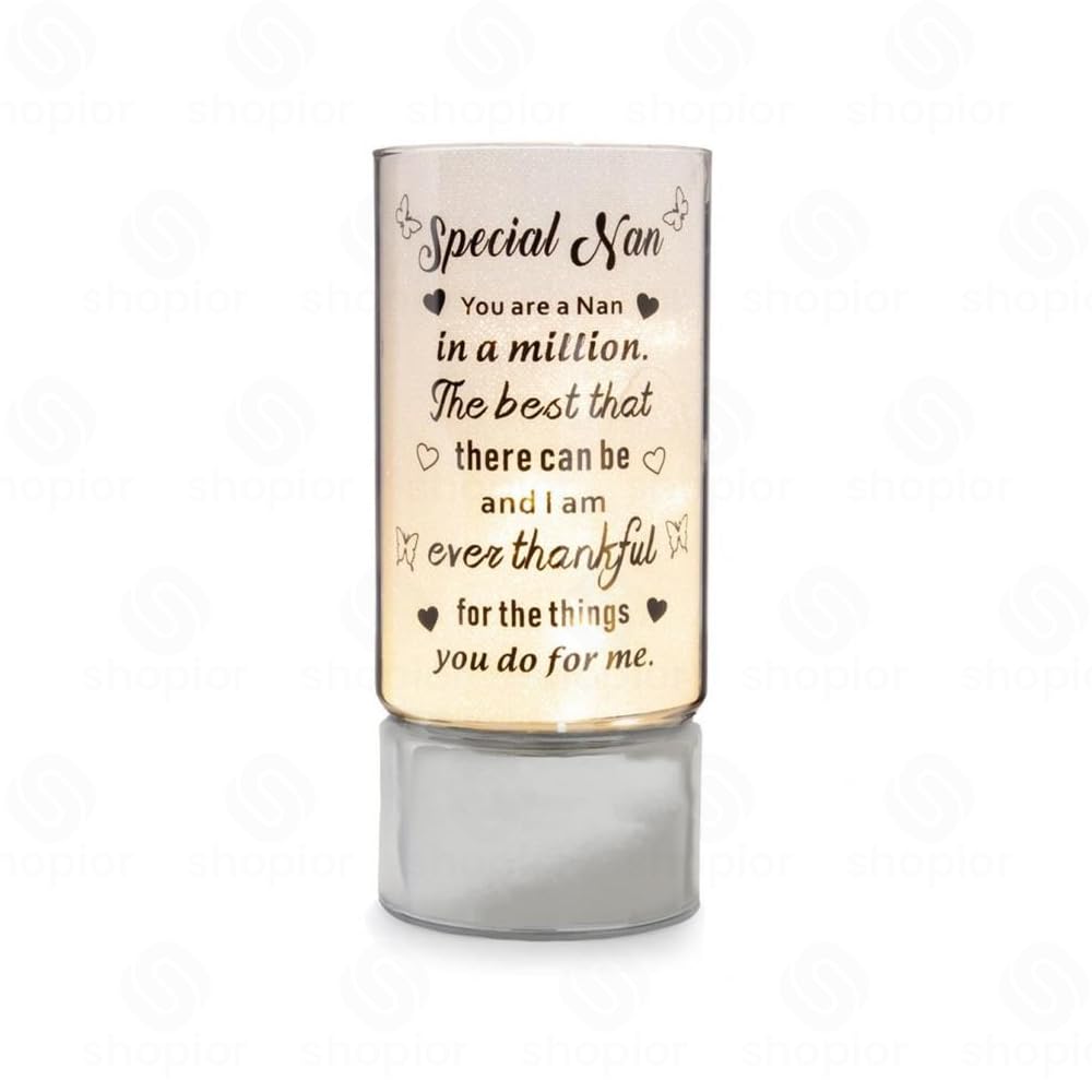 Battery Operated Glass Tube Light LED Shimmering Lamp with Sentimental Message | Decorative Night Light, Warm White Mood Lamp, Bereavement Keepsake, Birthday Gift | Home Decor (Nan in a Million)