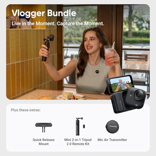 Image of Insta360 GO Ultra Vlogger Bundle - Small 4K Vlogging Camera, Hands-Free, POV Cam, 1 /1.28 inch Sensor, 53g Lightweight, 156 FOV, 200 Min Battery Life, Magnetic Wearable Action Camera for Sports, Vlog