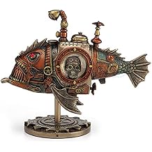 VERONESE 8.5" Steampunk Submarine Melanocetus - Unus Anglerfish Statue Sculpture Figure