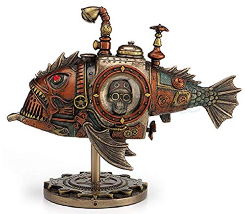 Estatua de Pez Melanocetus Steampunk 8.5 pulgadas