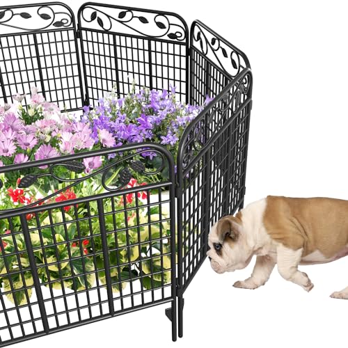 AMAGABELI GARDEN & HOME 10 Panels 24 in(H) X 22 ft(L) Decorative Garden Fence Rustproof Metal Wire Panel Border,No Dig Dog Fence for The Yard Flower Bed Outdoor Animal Barrier Garden Fencing