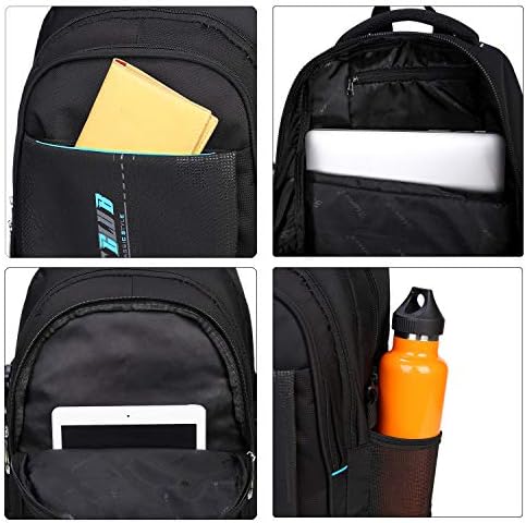 SIVENKE School Backpacks Student Bookbag Laptop Rucksack Computer Casual Shoulder Daypack Travel Back Pack for Teen Boys Black