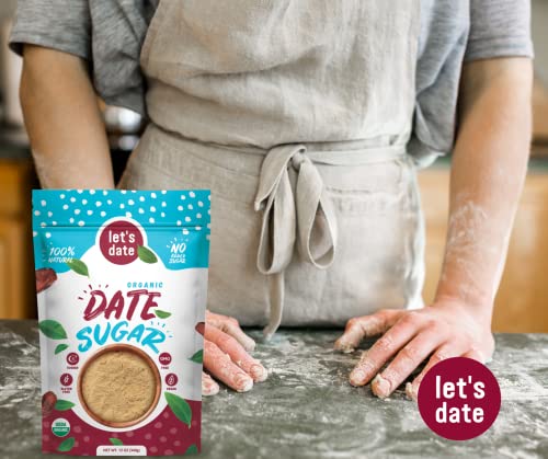Let’s Date | Organic Date Sugar | Excellent Sugar Substitute| Baking Sugar Alternative| Good Source Of Fiber | Vegan | Paleo| Gluten Free| Kosher | Non- Gmo | Natural Sweetener (12Oz (Pack Of 6)) #TOP4