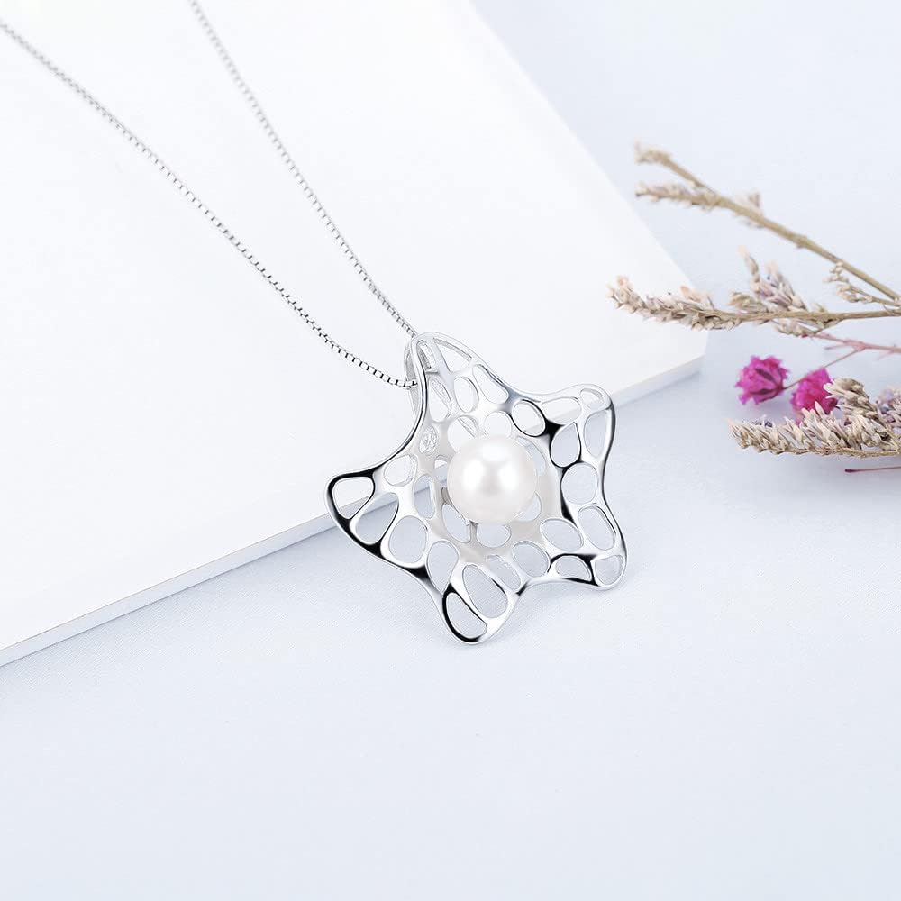 Sterling Silver Starfish Pendants for Pearl, Pendant Accessories Fitting Mounts with Pearl Bead Bail Pin for Women Jewelry Making