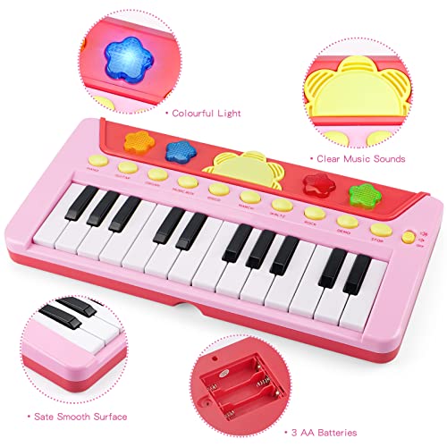 BAOLI 24 Keys Piano Keyboard for Kids, Multifunctional Portable Electronic Piano Educational Musical Instrument Toys, Birthday Gifts for Beginner Children Toddler Boys Girls Age 3-5 - Thumbnail 3