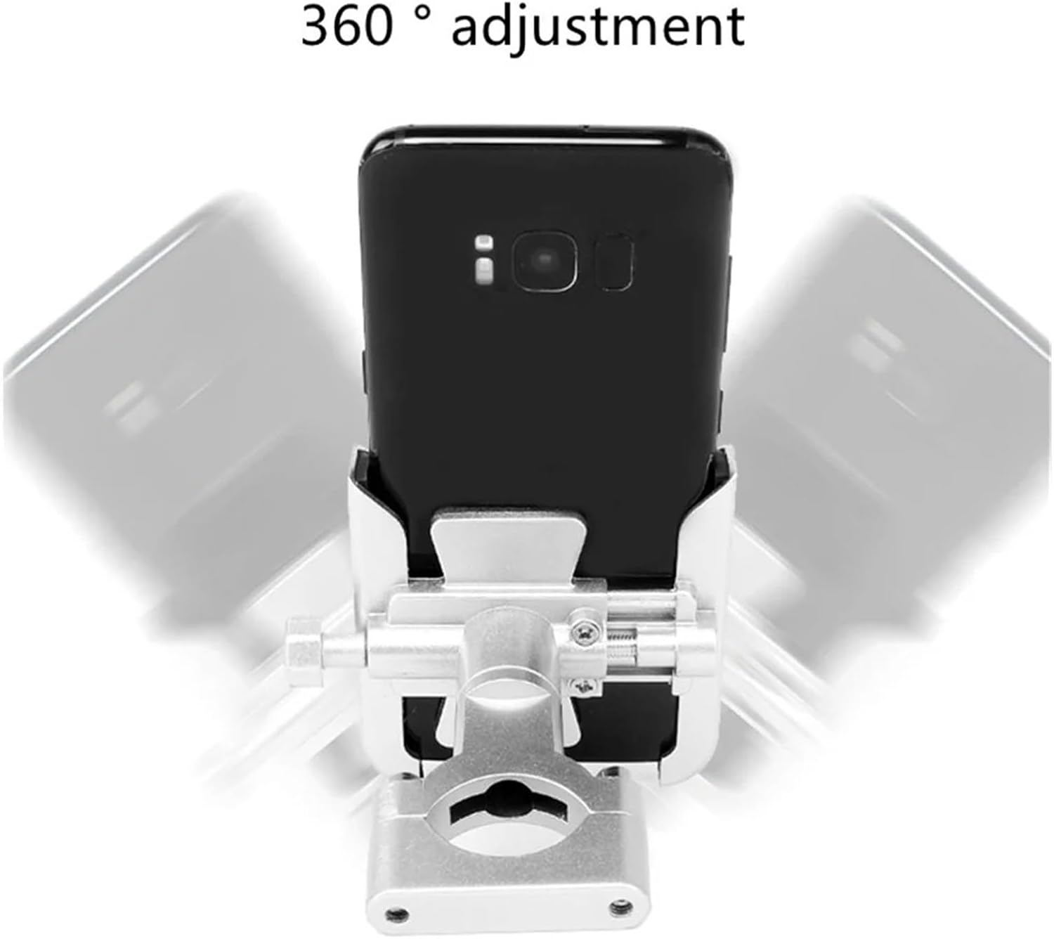 Bike Phone Mount Motorcycle Mobile Phone Holder 4-6.5 Inch Screen Handlebar Mirror Base 360 ° Rotary Bicycle Scooter Racing Riding Accessories Bicycle Phone Holder(Handlebar Black)