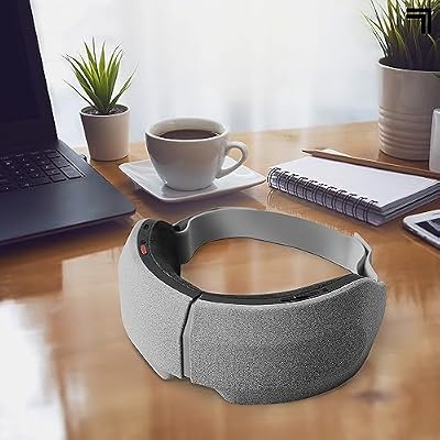 Sharper Image RealTouchTM Eye Mask, Hot + Cold Massager, Air Compression, Puffy Under Eye Aid, Bluetooth Music, USB-C Rechargeable, Headache Stress & Anxiety Relief, Relaxation & Comfort Travel Gift