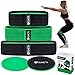 Hip Resistance Bands & Core Slider Exercise Set – 3 Fitness Booty Band & 2 Strength Slides for Legs, Glutes, Abs, Butt, Shoulders & Arms - Non Slip & Non-Rolling Fabric Resistance Bands