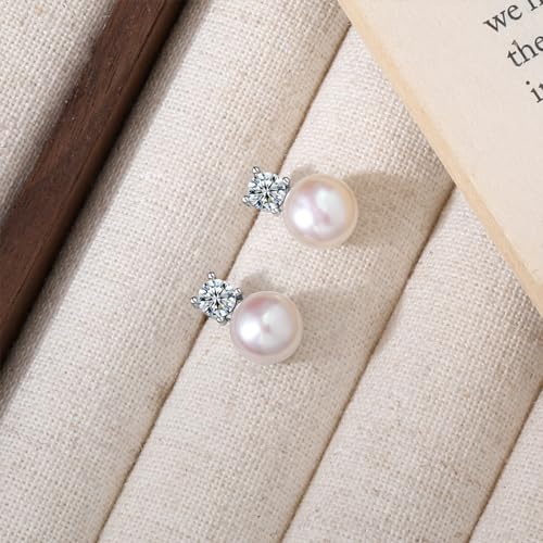 Freshwater Pearl Necklaces Set for Women Includes White Silver Pearl Bracelet and Pearl Diamond Stud Earrings Jewelry Set for Women Men Mother Wife Girlfriend Birthday Wedding Christmas Gifts 6