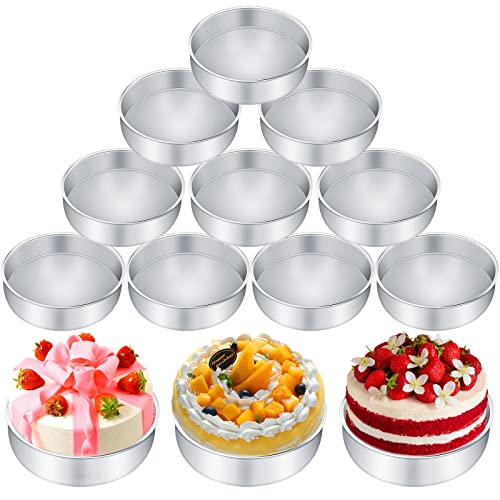 Nuenen Cake Pans Set Of 10, 8" X 2" Aluminum Round Cake Pan, Leakproof And Easy Release, Non-Stick Baking Pans For Oven Baking, Home Cake Mold, Daily Uses, Mother's Day Cake Gift #TOP30