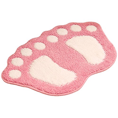 Badezimmer Teppich Tür Fußmatte Badematte - Niedliche Pfote Füsse Toilette Badewanne Dusche Rutschfeste Matte Wasser Absorbierend Schnell Trocknend Waschbar Langlebig Teppich - 40cm x 60cm (Rosa)