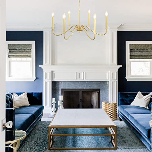 Qarehl Gold Dining Chandelier Modern Farmhouse 6 Light Gold Light Fixture Industrial Candlestick Pendant Lighting Rustic Hanging Lamp For Kitchen Island Living Room Hallway Entryway Foyer thumb #8