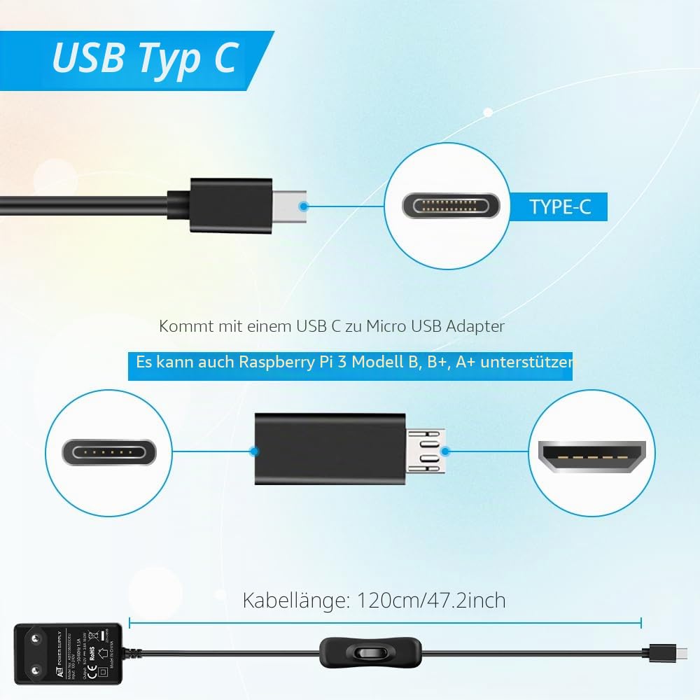 GeeekPi Starter Kit für Raspberry Pi Zero W, mit RPi Zero W Aluminum Gehäuse, 64GB SD Karte, Netzteil, 20Pin Header, Micro USB to OTG Adapter, HDMI Kabel, HDMI Adapter, Switch Kabel and 4 Port USB Hub