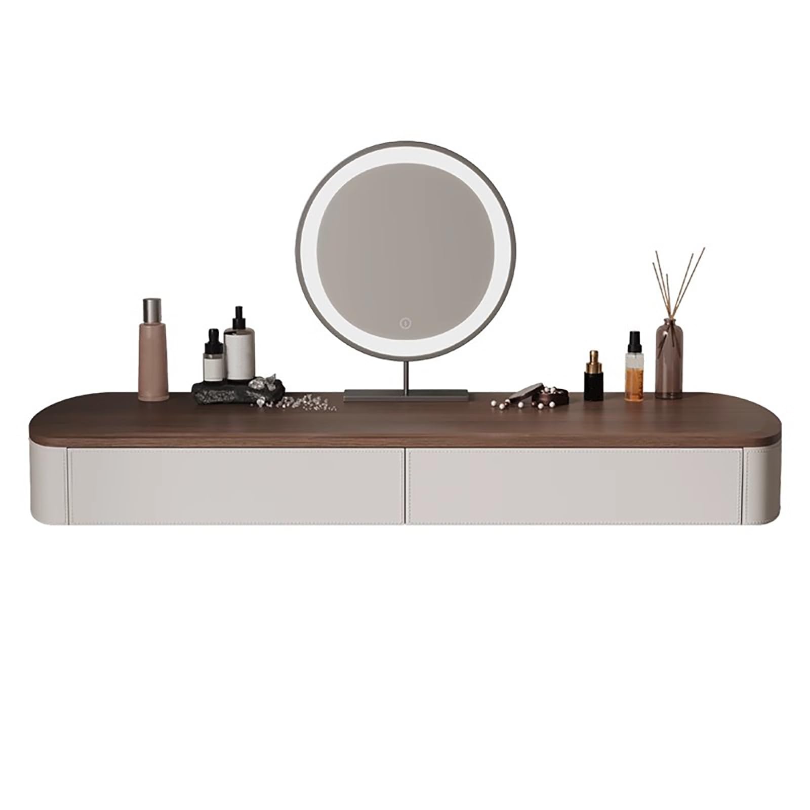 asdchZen Minimalist Wall-Mounted Floating Makeup Vanity Desk-47.2In Walnut Floating Table For Bedrooms Apartments And Living Rooms-Stylish And Space-Saving Design