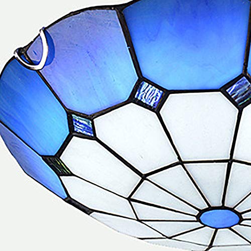 Lustre méditerranéen Tiffany en authentique vitrail vintage bleu - 4
