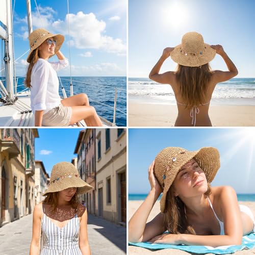 Sombrero de playa para mujer khaki miniatura 7