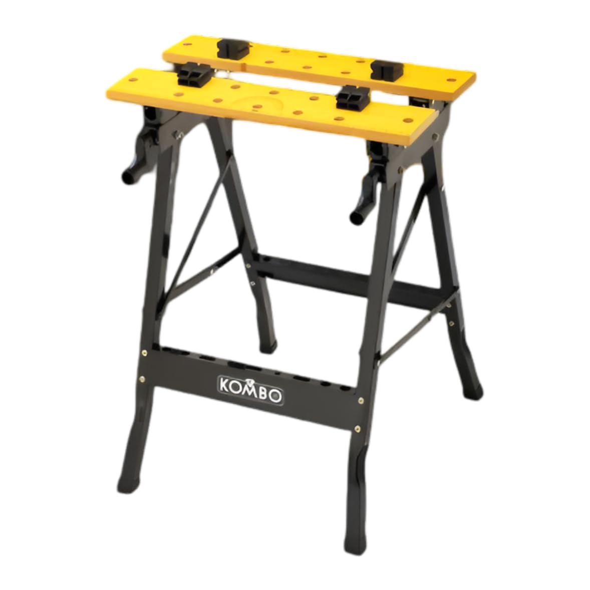 Banco da Lavoro Pieghevole e Morsa Portata 100Kg 61 X 56 X 79h CM - Salvaspazio, Pratico, Richiudibile, Regolabile, Cavaletti da Lavoro, Segare, Magazzino, Garage - Metallo