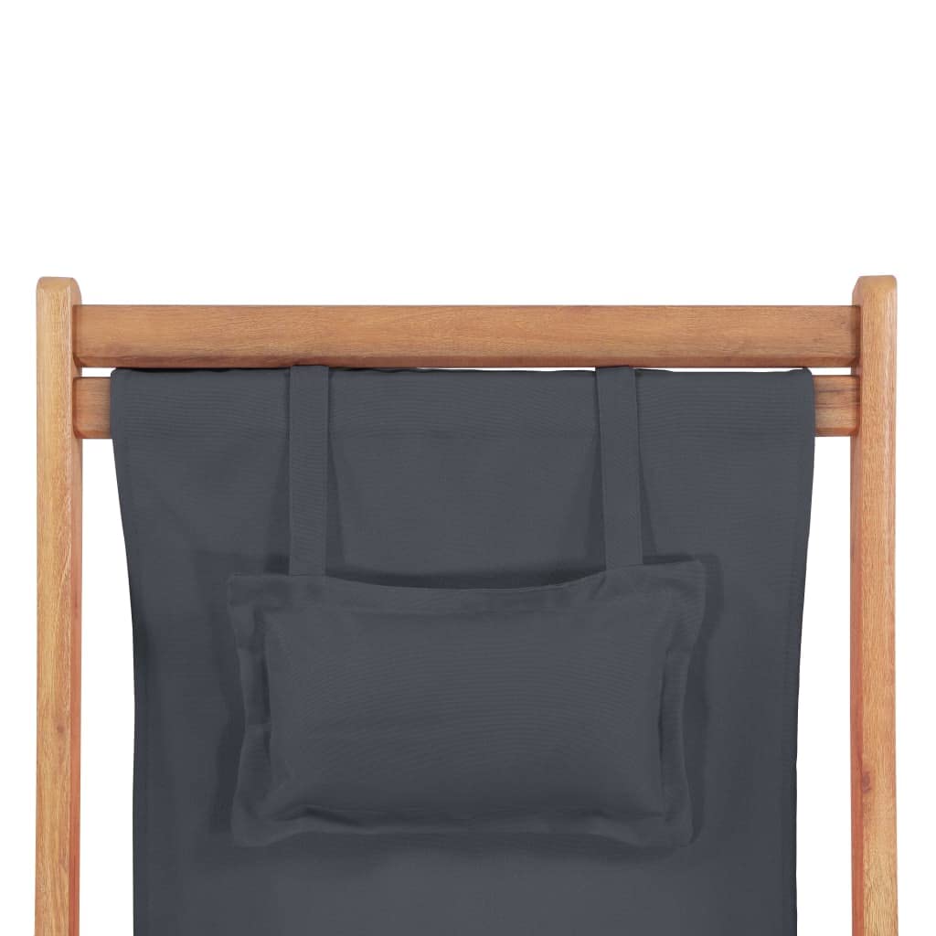 vidaXL Silla Playa Plegable Tela Gris Asiento Piscina Patio Terraza Exterior