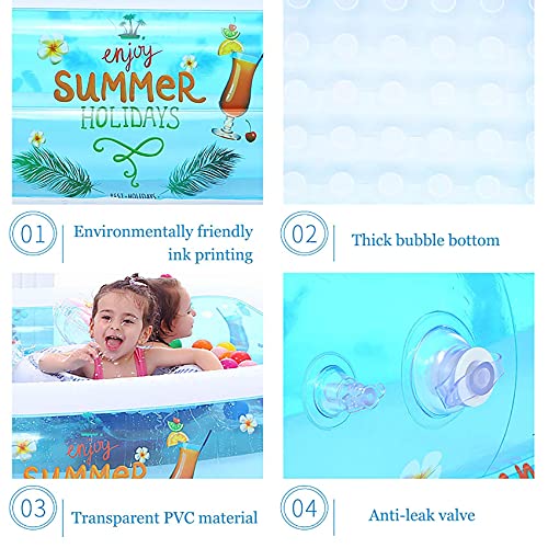 SHWYSHOP Große tragbare Kinderpools, buntes Muster, rechteckig, aufblasbare Pools, langlebig und sicher, geeignet für… – Bild 4