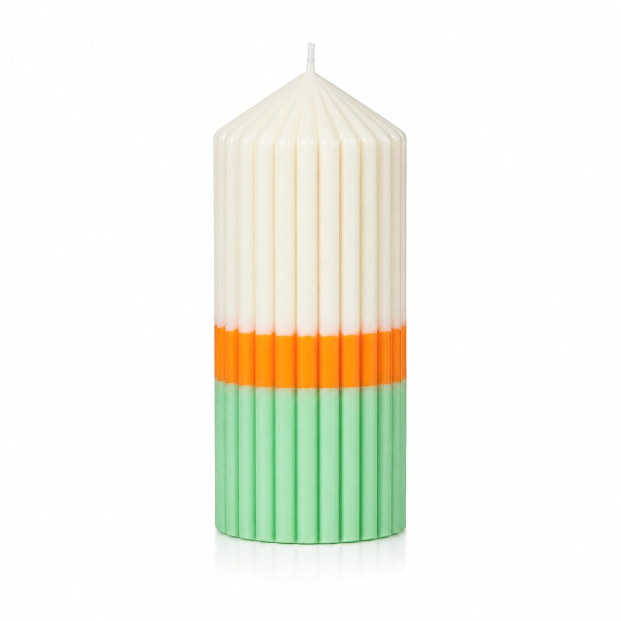 Triola™ Signature Ribbed Pillar Candle 15cm - Architectural Scented Home Décor - 430g (Pear & Freesia)