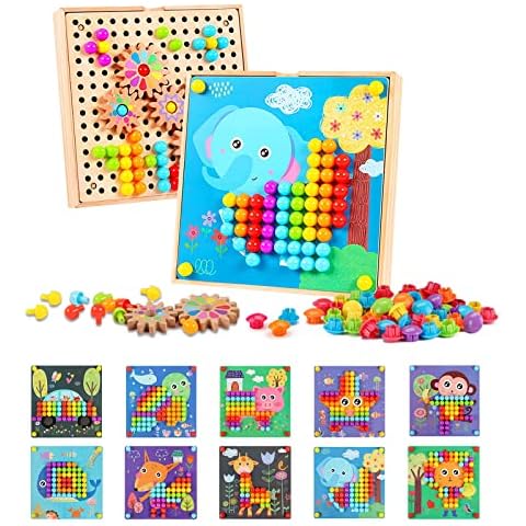 Tablero de Mosaicos Infantiles con 180 Botones y 5 Engranajes Cover