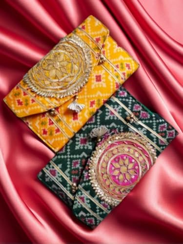 Image of JAIPUR ACE Decorative Shagun Money Gift Box Pack of 2 | Multicolor Printed Purse for Cash Envelopes, Jewellery & Wedding Gifting | Festive Return Gift Box for Marriage Occasions
