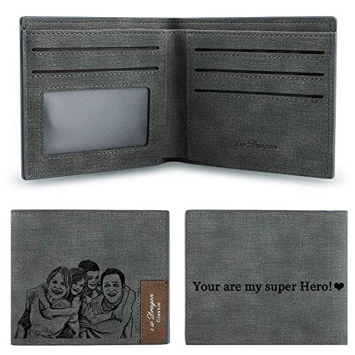 Personalized Wallet for Men, Custom Photo Wallet Bifold Wallet Men Father's Day Gift, Grey4